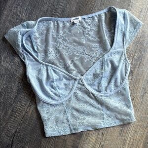 Garage Lace Crop Top in Soft Blue